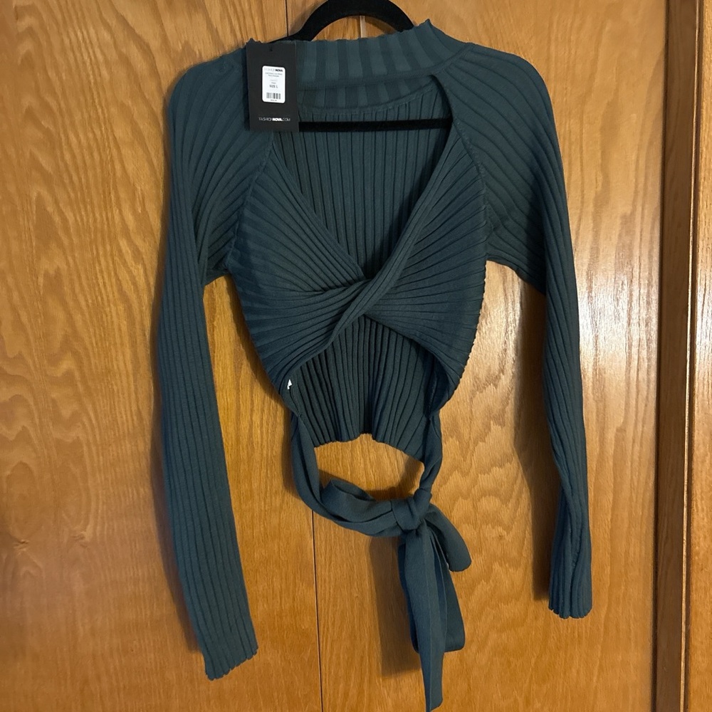Fashion Nova Green Mock Neck Sweater